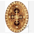 Features unique design metal flower inlay solid wood parquet flooring